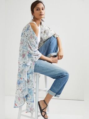 Anthropologie floral kimono-style robe or wrap dress